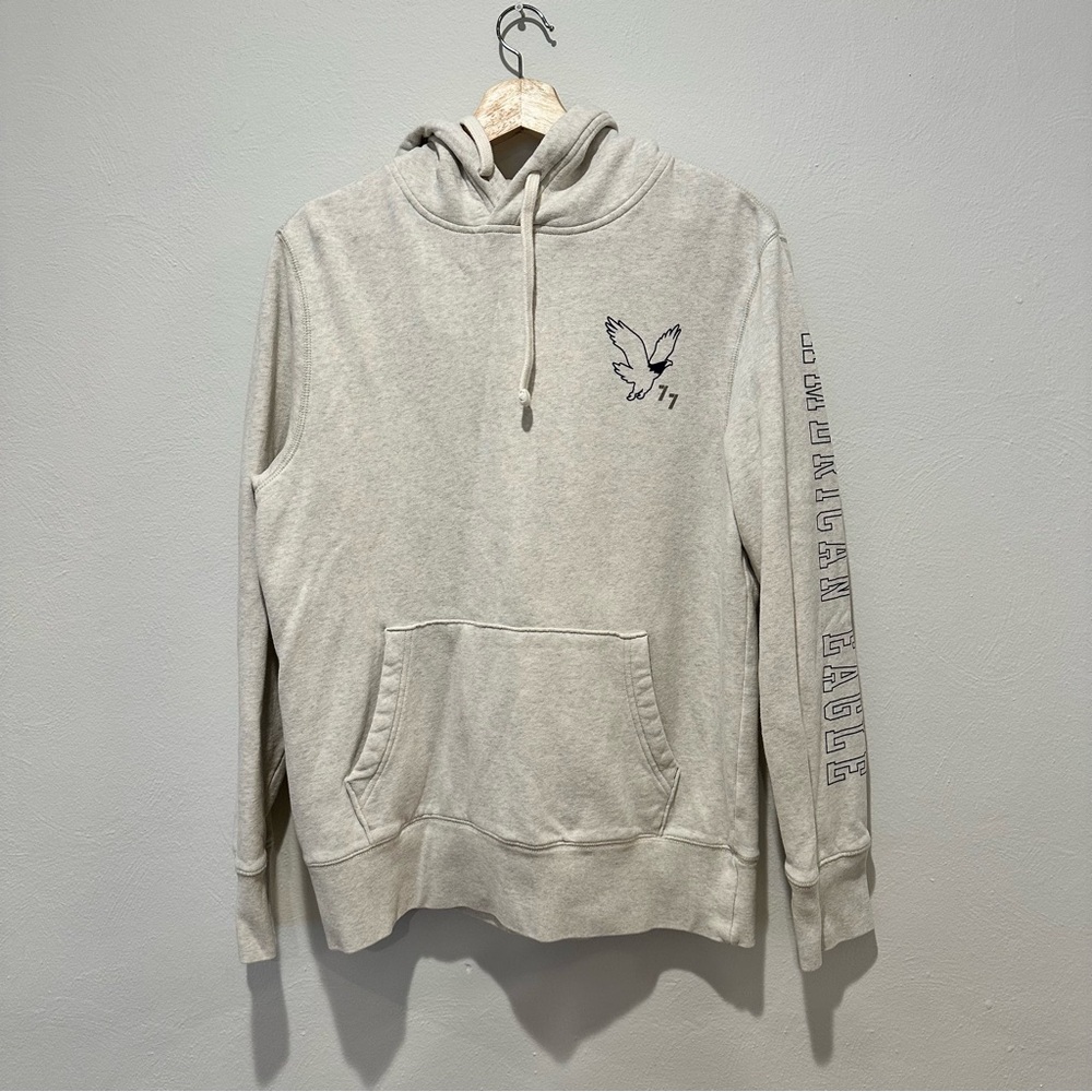 American Eagle Outfitters Men's Heathered Oatmeal Hoodie